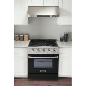 Kucht Professional 30 in. 4.2 cu ft. Propane Gas Range with Black Door and Silver Knobs, KNG301/LP-K