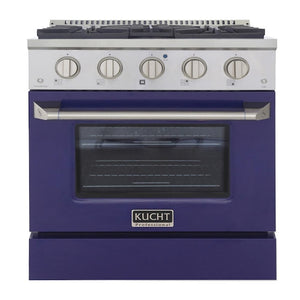Kucht Professional 30 in. 4.2 cu ft. Natural Gas Range with Blue Door and Silver Knobs, KNG301-B
