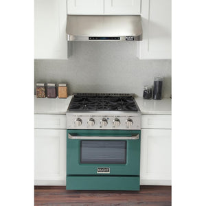 Kucht Professional 30 in. 4.2 cu ft. Propane Gas Range with Green Door and Silver Knobs, KNG301/LP-G