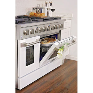 Kucht 48" Pro-Style Natural Gas Dual Fuel Range with 4 Burners in White, KDF482-W