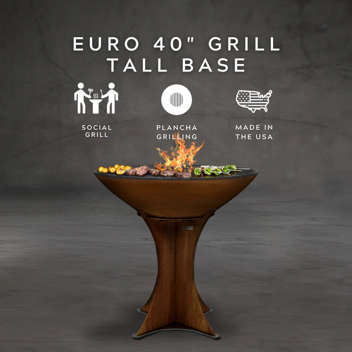 Arteflame Classic 40" Grill - High Euro Base - Essential Starter Bundle With 2 Grilling Accessories, C40EB-S