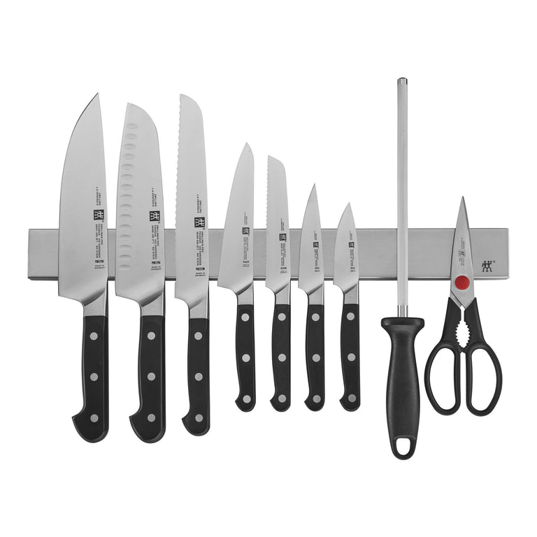 ZWILLING 16pc Knife Set with 17.5" Stainless Magnetic Bar, Pro Series