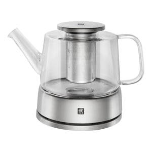 ZWILLING 27oz Glass Teapot with Stainless Steel Stand, Sorrento Double Wall Glassware Series