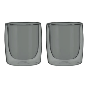 ZWILLING 2pc Tumbler Glass Set in Smoke Grey, Sorrento Double Wall Glassware Series