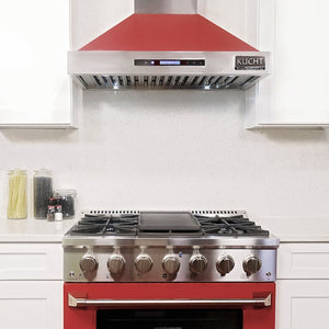 Kucht Professional 30" Wall Mount Range Hood 900 CFM in Red, KRH3015-R