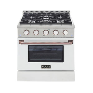 Kucht Professional 30" 4.2 cu ft. Propane Gas Range in White with Rose Gold Accents, KNG301/LP-W-ROSE