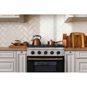 Kucht 30" Pro-Style Natural Gas Dual Fuel Range in White with Rose Gold Accents, KDF302-W-ROSE