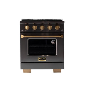 Kucht Gemstone Professional 30" 4.2 cu. ft. Propane Gas Range in Titanium Stainless Steel with Gold Accents, KEG303/LP