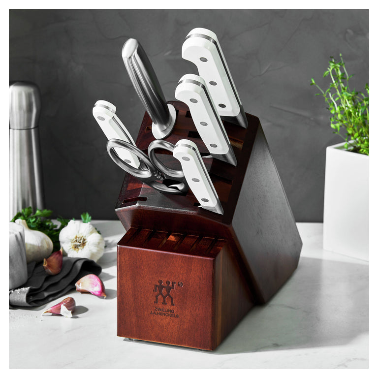 ZWILLING 7pc Knife Set in Self Sharpening Block, Pro Le Blanc Series