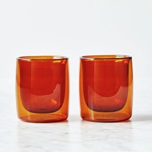 ZWILLING 2pc Tumbler Glass Set in Amber, Sorrento Double Wall Glassware Series