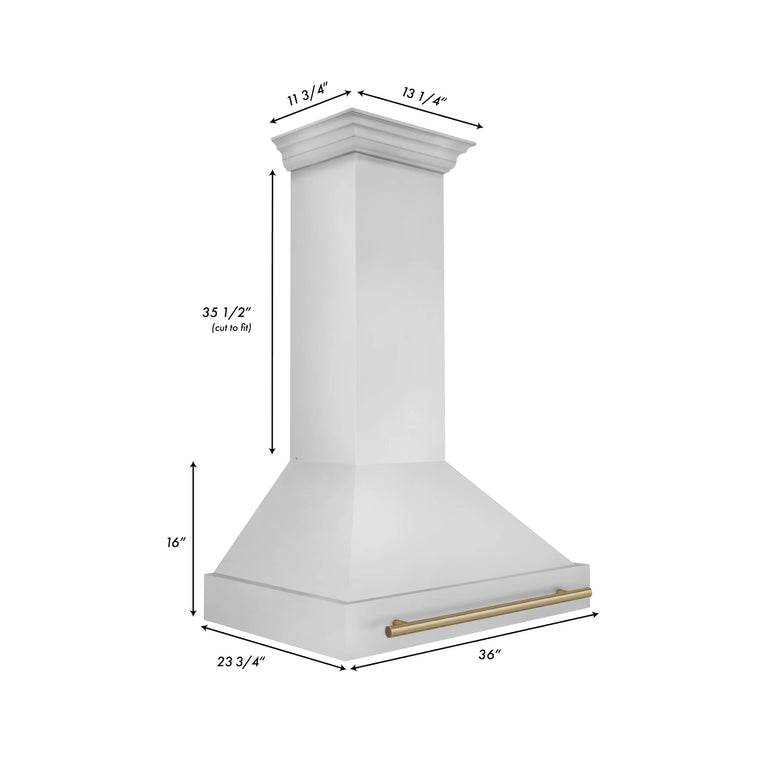 ZLINE 36 Inch Autograph Edition Stainless Steel Range Hood with Champagne Bronze Handle, 8654STZ-36-CB