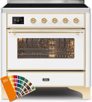 ILVE Majestic II 36" Induction Range with Element Stove and Electric Oven in RAL Custom Color with Brass Trim, UMI09NS3RAG