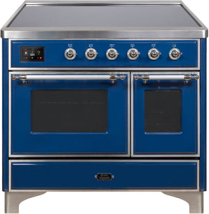 ILVE Majestic II 40" Induction Range with Element Stove and Electric Oven in Blue with Chrome Trim, UMDI10NS3MBC