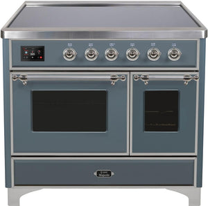 ILVE Majestic II 40" Induction Range with Element Stove and Electric Oven in Blue Grey with Chrome Trim, UMDI10NS3BGC