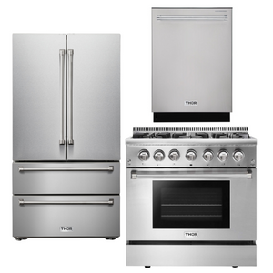 THOR Kitchen Package - 36" Propane Dual Fuel Range, Dishwasher, Refrigerator, AP-HRD3606ULP-2