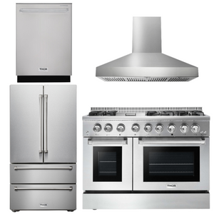THOR Kitchen Package - 48" Gas Burner, Electric Oven Range, Range Hood, Refrigerator, Dishwasher, AP-HRD4803U-W-2