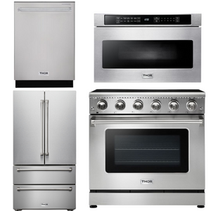 THOR Kitchen Package - 36" Electric Range, Microwave, Refrigerator, Dishwasher, AP-HRE3601-6