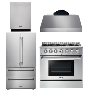 THOR Kitchen Package - 36" Propane Gas Range, Range Hood, Refrigerator, Dishwasher, AP-HRG3618ULP-C-2