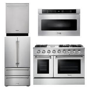 THOR Kitchen Package - 48" Gas Range, Refrigerator, Dishwasher, Microwave, AP-HRG4808U-6