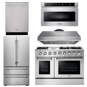THOR Kitchen Package 48" Propane Gas Range, Range Hood, Refrigerator, Dishwasher, Microwave, AP-HRG4808ULP-7