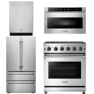THOR Kitchen Package - 30" Propane Gas Range, Microwave, Refrigerator, Dishwasher, AP-LRG3001ULP-6