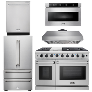 THOR Kitchen Package - 48" Propane Gas Range, Range Hood, Dishwasher, Refrigerator, Microwave, AP-LRG4807ULP-7