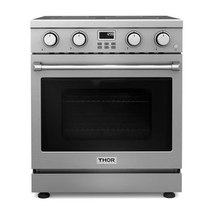 THOR Kitchen Package - 30" Electric Range, Range Hood, Refrigerator with Water and Ice Dispenser, Dishwasher, AP-ARE30-W-7