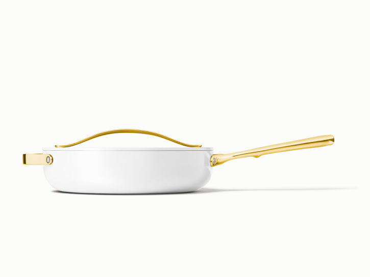 Caraway Sauté Pan in White with Gold Handle Premium Home Source