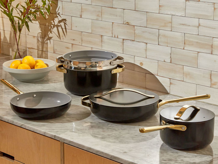 White and Gold Nonstick Pots and Pans Set