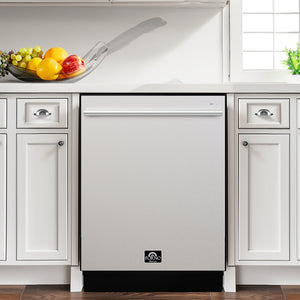 FORNO Romano 24" Built-In Tall Tub Dishwasher in Stainless Steel with Silver Handles, FDWBI8035-24S