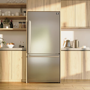 FORNO Espresso Milano 31" 17.2 cu. ft. Right Swing Refrigerator and Bottom Freezer in Stainless Steel with Silver Handles, FFFFD1785-31S