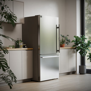 FORNO Espresso Milano 31" 17.2 cu. ft. Left Swing Refrigerator and Bottom Freezer with Ice Maker in Stainless Steel and Silver Handles, FFFFD1786-31S