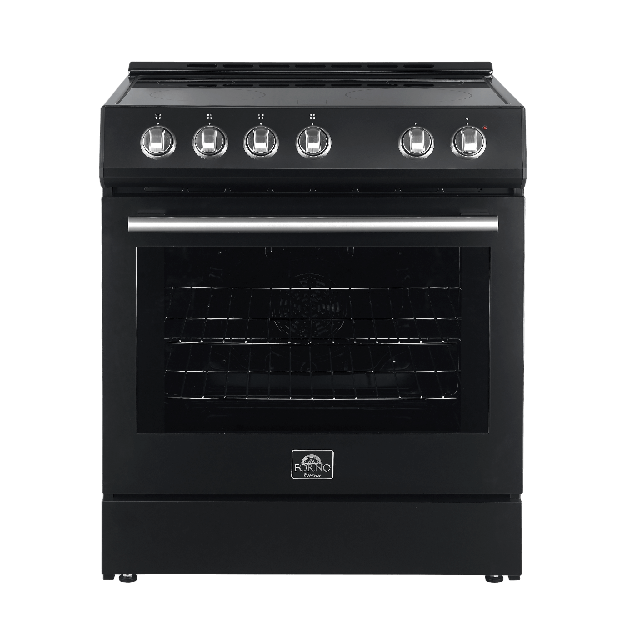 Forno Espresso 30" Electric Range in Black with Antique Brass Handles