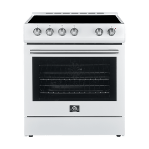 FORNO Espresso Package - 30" Electric Range and Refrigerator in White with Silver Handles, FBDL-003-03US