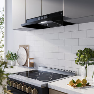 FORNO Cappa 30" 200 CFM Compact Under Cabinet Convertible Range Hood in Black, FRHUC5200-30BLK