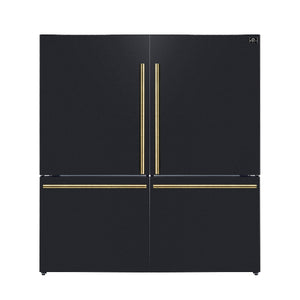 FORNO Espresso Milano 62" 34.4 cu. ft. Side-By-Side Refrigerator with Ice Maker in Black with Antique Brass Accents, FFFFD1787-60BLK