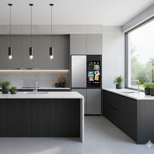 SAMSUNG Bespoke 36" 29 cu. ft. Standard Depth 4-Door Flex™ Refrigerator with AI Family Hub™+ & AI Vision Inside™ in Stainless Steel