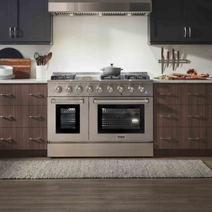 THOR Kitchen Package - 48" Dual Fuel Range, Range Hood, Refrigerator, Dishwasher, Microwave, Wine Cooler, AP-HRD4803ULP-W-6