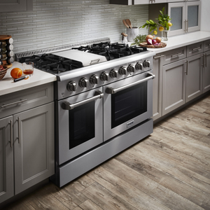 THOR Kitchen Package - 48" Gas Range, Range Hood, Refrigerator, Dishwasher, Microwave, Wine Cooler, AP-HRG4808U-W-6