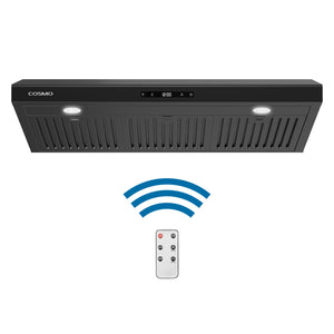 Cosmo Haven 36" Ducted Under Cabinet Range Hood, Touch Controls, LED Lights in Matte Black, COS-KS6U36-BK