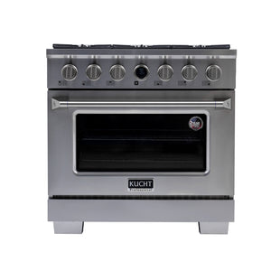 Kucht 36" 5.2 cu. ft. 6 Burner Propane Gas Dual Fuel Range in Stainless Steel with Digital Thermostat