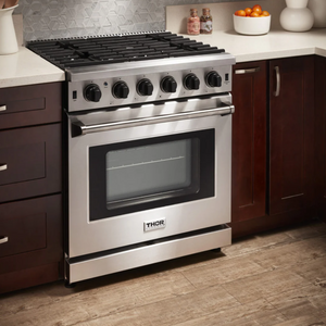 THOR Kitchen Package - 30" Propane Gas Range, Range Hood, Microwave, Refrigerator, Dishwasher, AP-LRG3001ULP-C-5