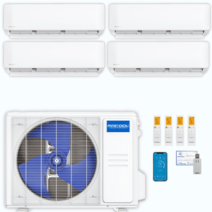 MRCOOL DIY 5th Gen 4-Zone 33,000 BTU Ductless Mini Split Air Conditioner & Heat Pump (6K+9K+9K+9K), DIY4-B-36HP