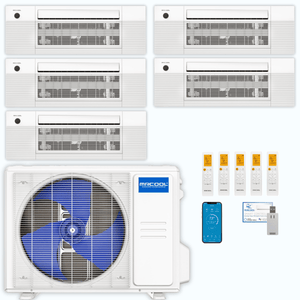 MRCOOL DIY 5th Gen 5-Zone 33,000 BTU Ceiling Cassette Ductless Mini Split Air Conditioner & Heat Pump (6K+6K+6K+6K+9K), DIY5-BC-36HP