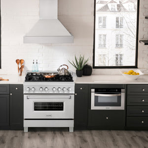 ZLINE 36" 4.6 cu. ft. Legacy Dual Fuel Range with 6 Burner Gas Cooktop and Electric Convection Oven in Satin Stainless Steel, RAS-SN-36