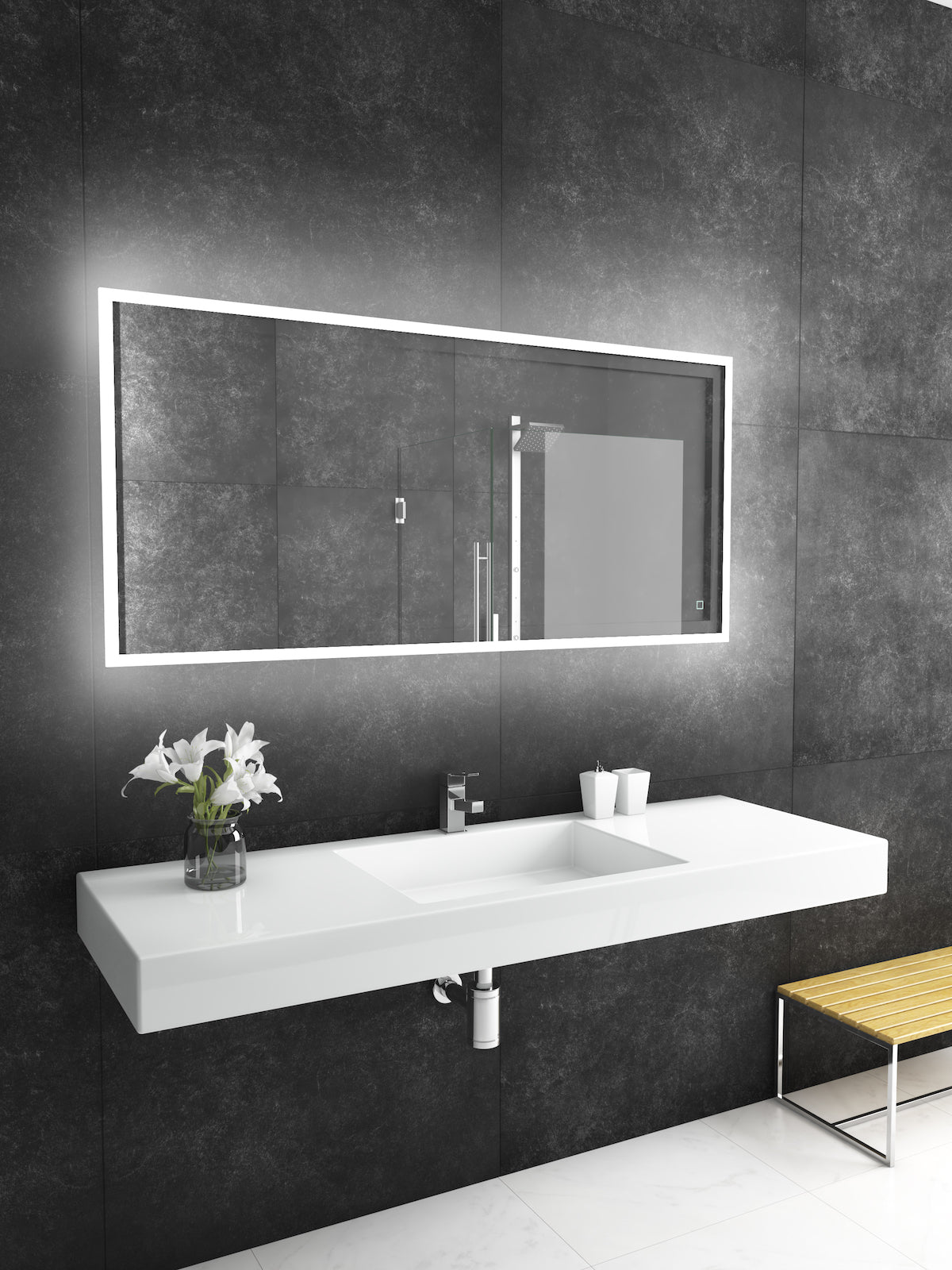 Paris Mirror 60" x 28" Rectangle Reflection Edge Lit Mirror With Touch