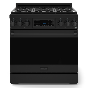 Gordon Ramsay by THOR Kitchen 36" 6.0 cu. ft. Professional Propane Gas Range with Tilt Panel Touch Control, Self-Clean and Air Fry in Matte Black, RSG36BLP