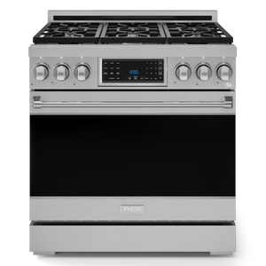 Gordon Ramsay by THOR Kitchen 36" 6.0 cu. ft. Professional Propane Gas Range with Tilt Panel Touch Control, Self-Clean and Air Fry in Stainless Steel, RSG36LP