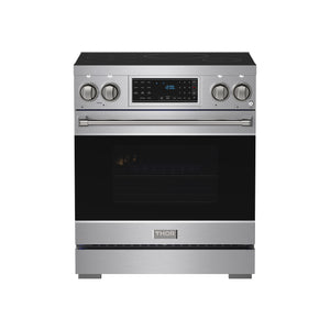 Gordon Ramsay by THOR Kitchen 30" 4.55 cu. ft. Professional Smooth Glass Top Induction Range with Tilt Panel Touch Control, Self-Clean and Air Fry in Stainless Steel, RSI30