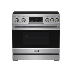 Gordon Ramsay by THOR Kitchen 36" 6 cu. ft. Professional Smooth Glass Top Induction Range with Tilt Panel Touch Control, Self-Clean and Air Fry in Stainless Steel, RSI36